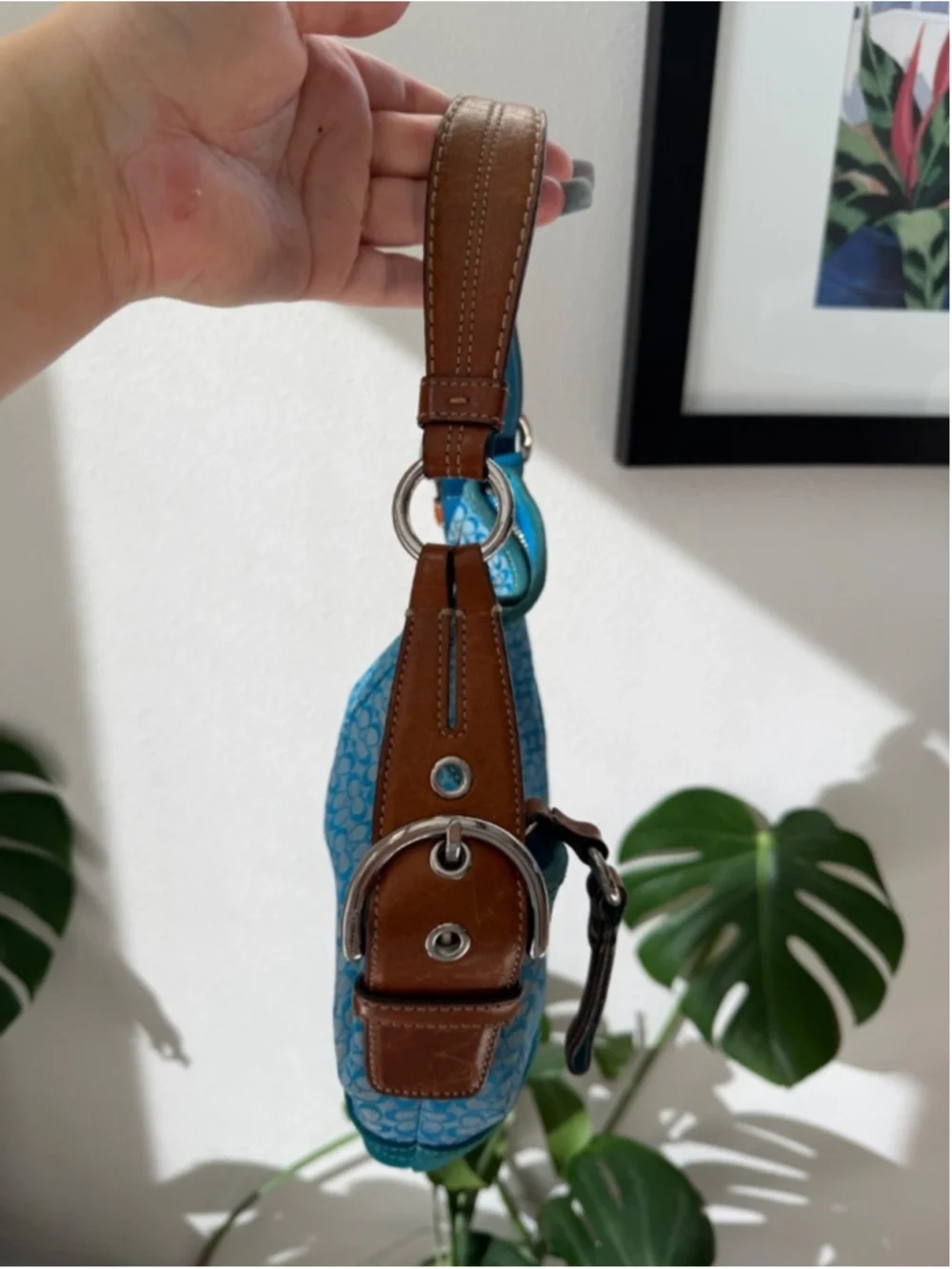 🦋 RARE Y2K Vintage Coach Signature Blue Soho Suede Hobo Shoulder Bag #1460 🦋